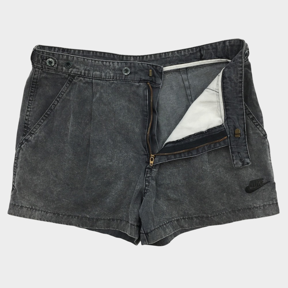 Vintage Nike Challenge Court Shorts Mens 32 Black Acid Wash Tennis 90s Pleated